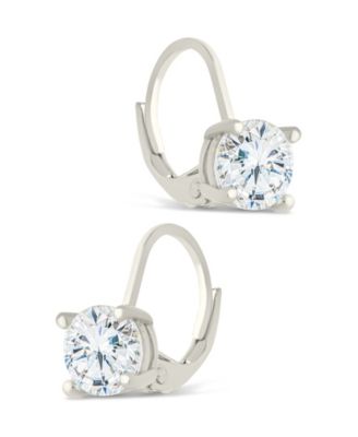 Sterling Silver Round Cut French Clip Earrings