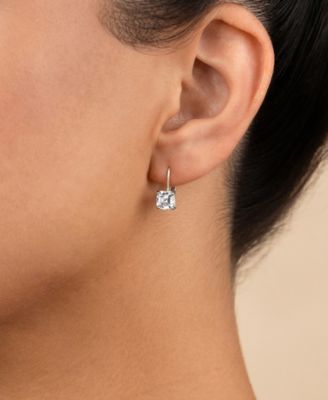 Sterling Silver Princess Cut French Clip Earrings