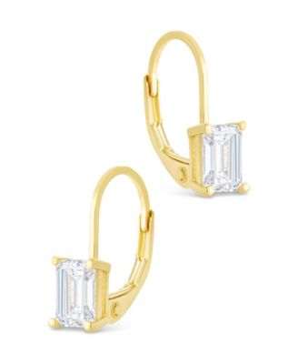 Sterling Silver Emerald Cut French Clip Earrings