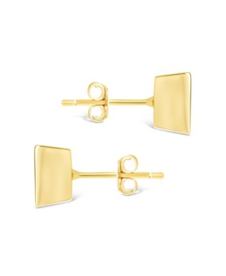 Sterling Silver Princess Cut Bezel Set Stud Earrings