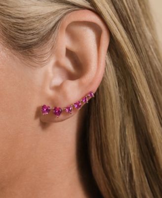 Sterling Silver Jillian CZ Heart Crawler Studs