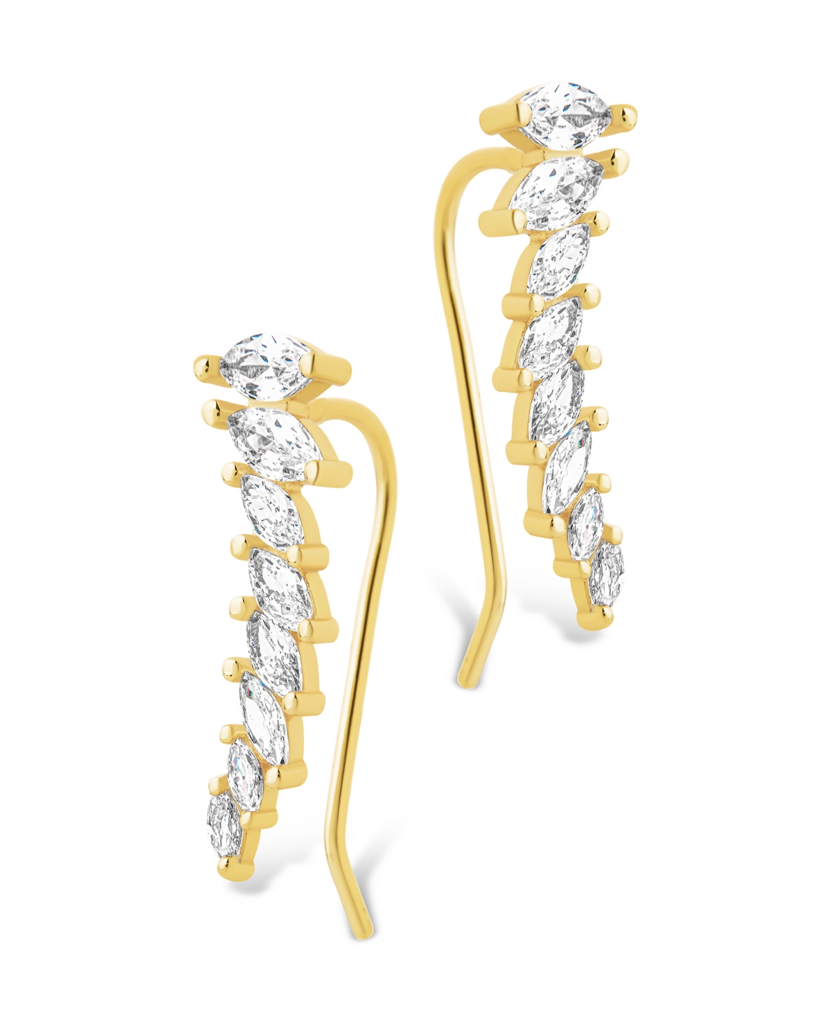 Sterling Forever Silver Skye Cz Threader Crawler Earrings