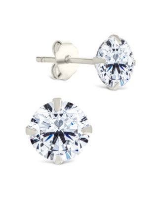 Sterling Silver Round Cut Prong Set Stud Earrings