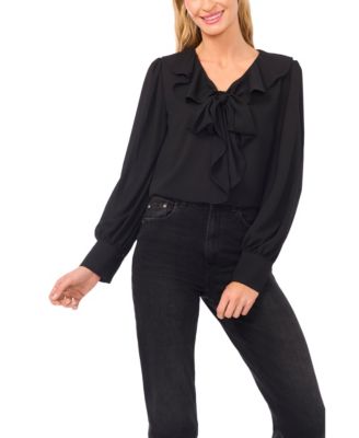 Women's Ruffle Tie V-Neck Top