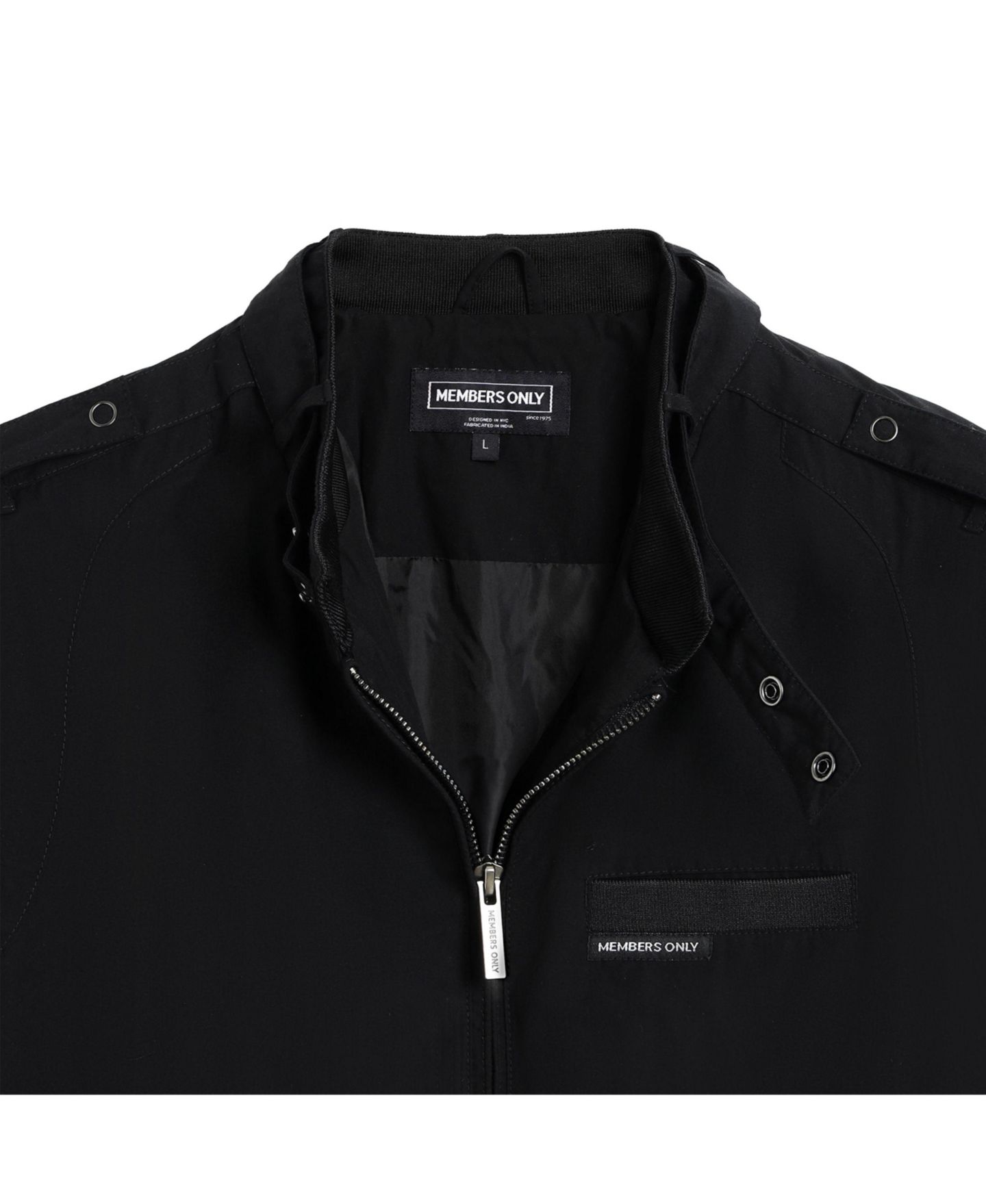Мужская куртка Members Only Big & Tall Classic Iconic Racer Jacket (Slim Fit), цвет: Чёрный — фото 7