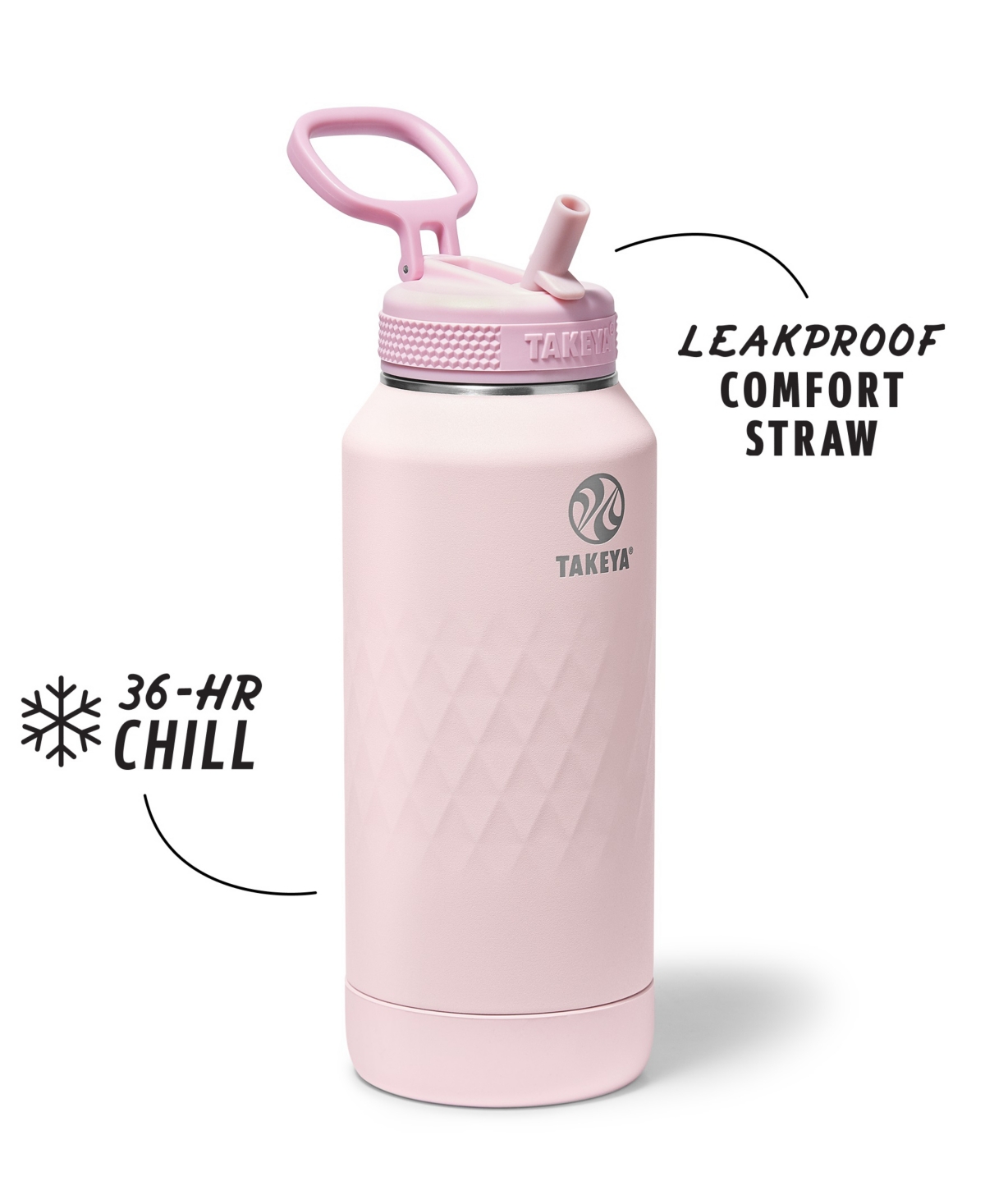 Takeya Sport 32 Oz. Triple-insulated Water Bottle With Straw Lid In Pink