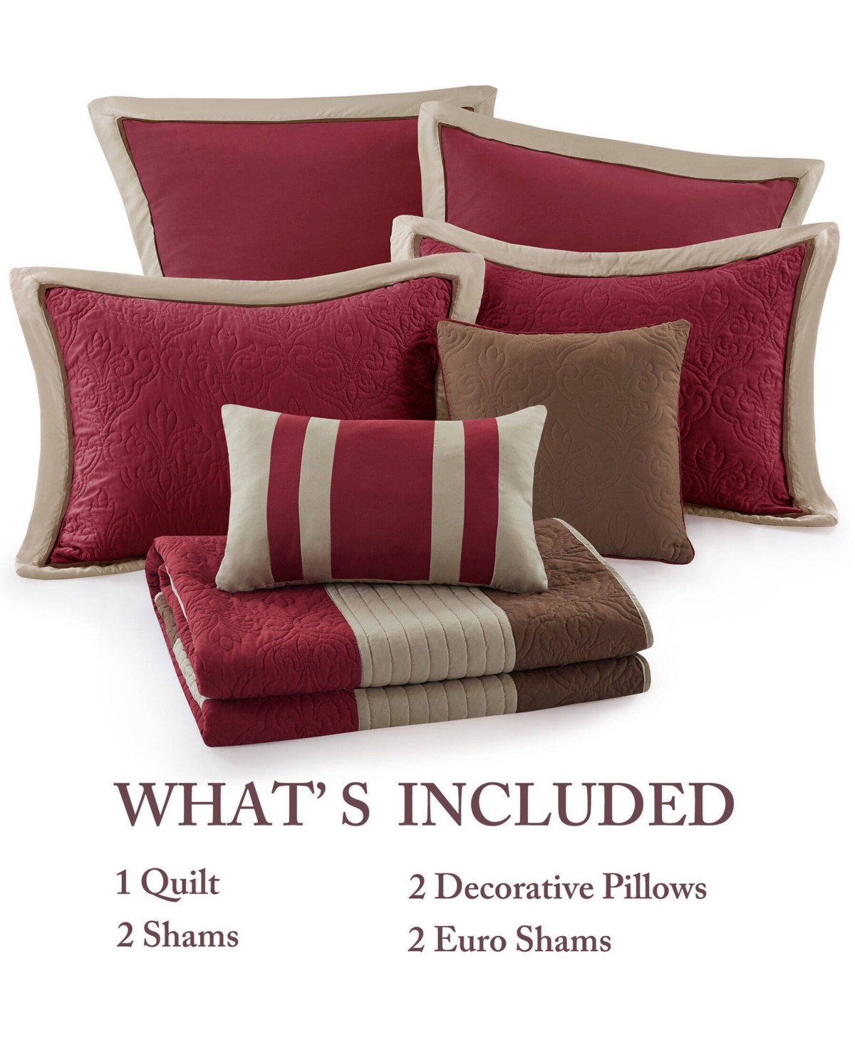 Madison Park Attingham 7-pc. Quilt Set, Full/queen In Red