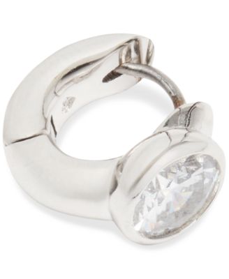 Cubic Zirconia Round Huggies Earrings