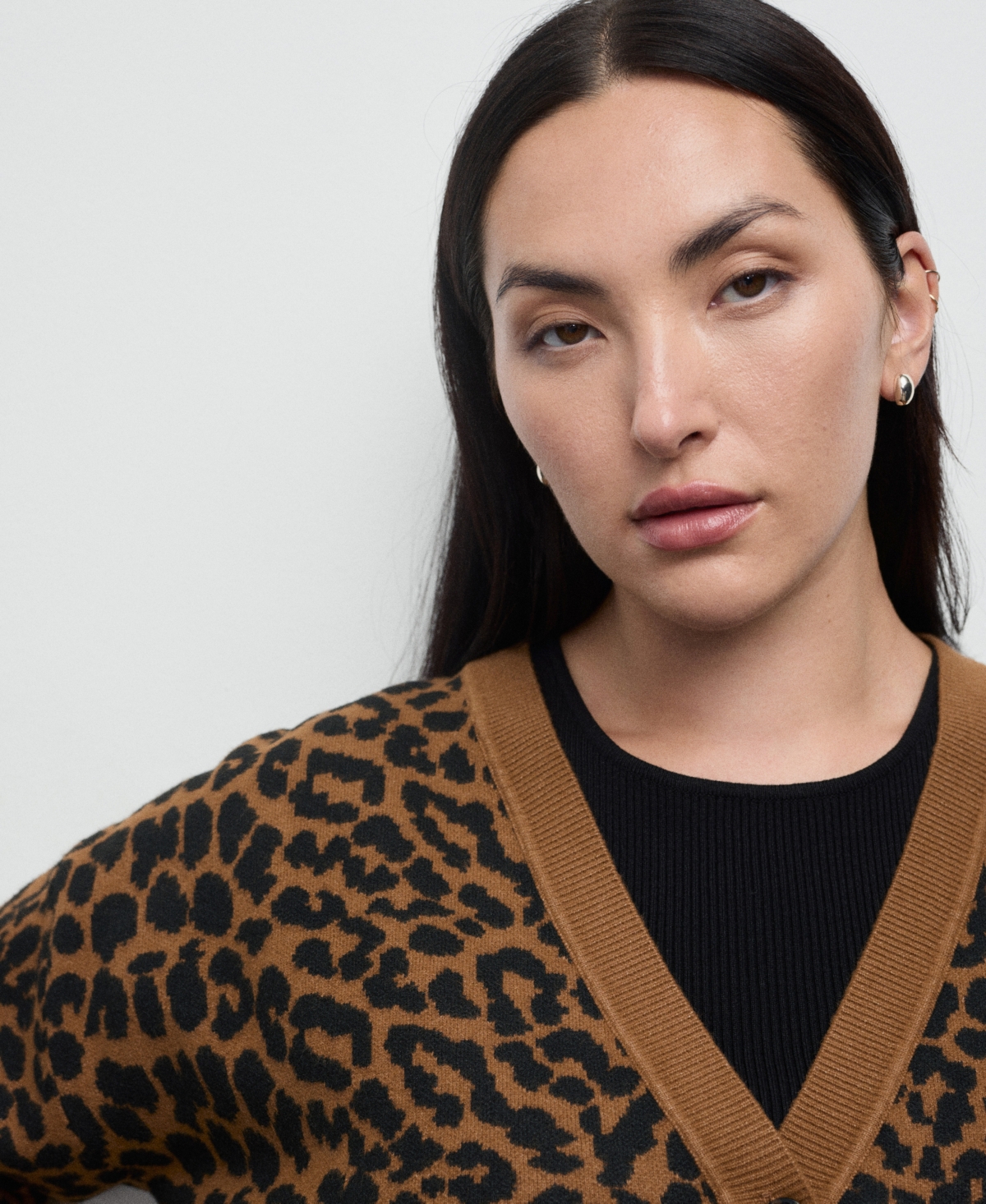 Mango Women's Leopard Knit Cardigan In Brown