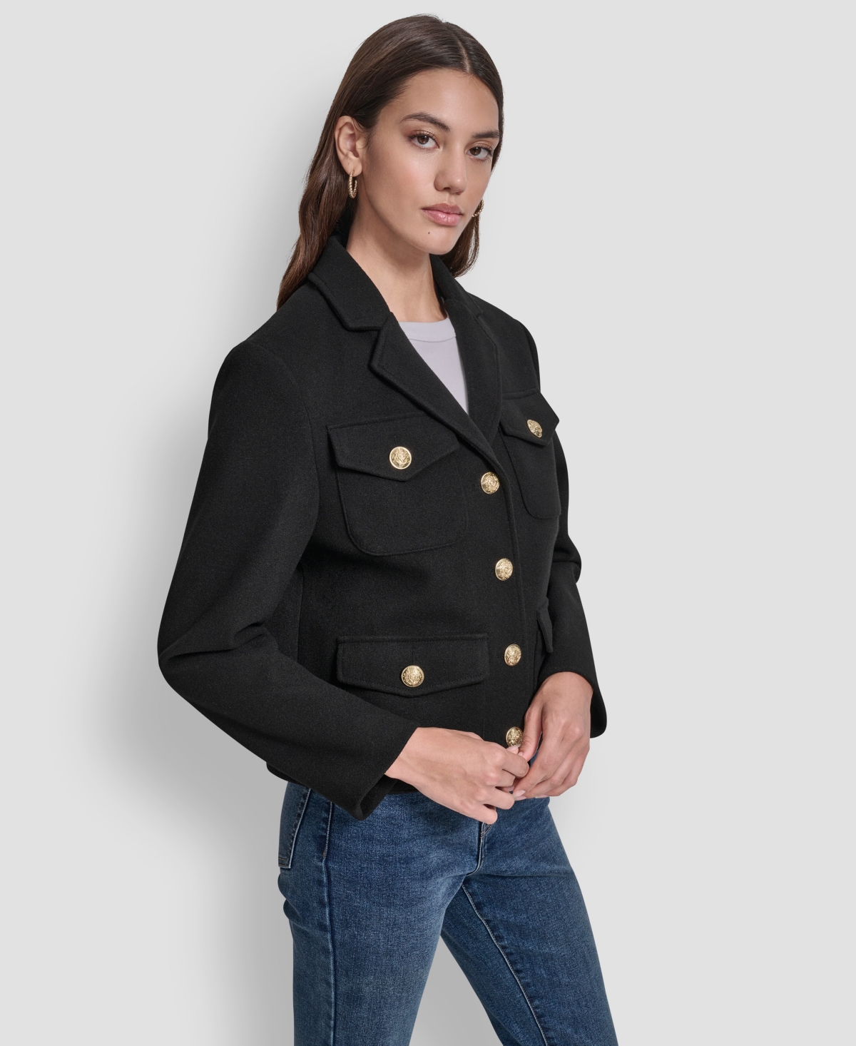Dkny Jeans Women's Button Front Cropped Jacket