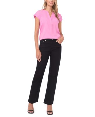 Women's V-Neck Front Placket Blouse Top