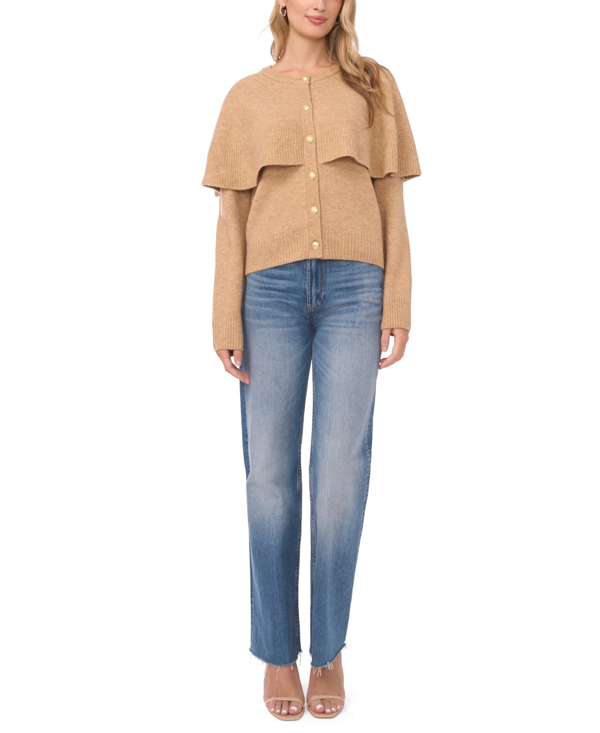 Vince Camuto Cape Detail Cardigan In Brown