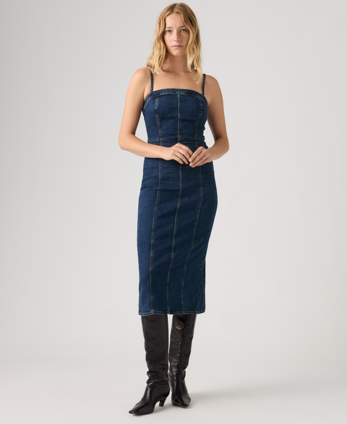 Levi's Panelled Bustier Midi Dress In Green