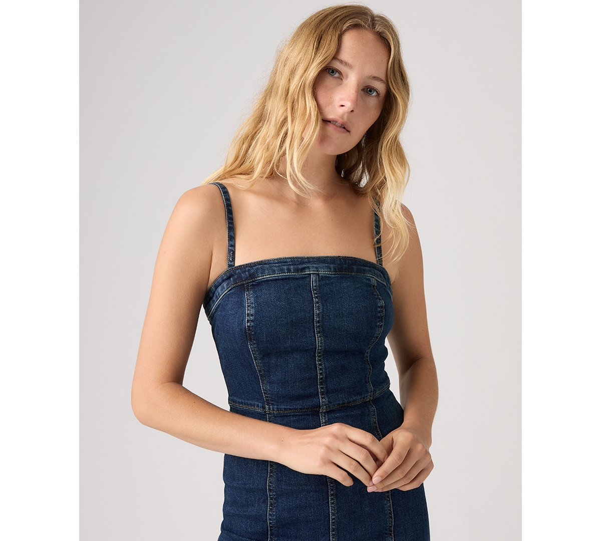 Levi's Panelled Bustier Midi Dress In Green