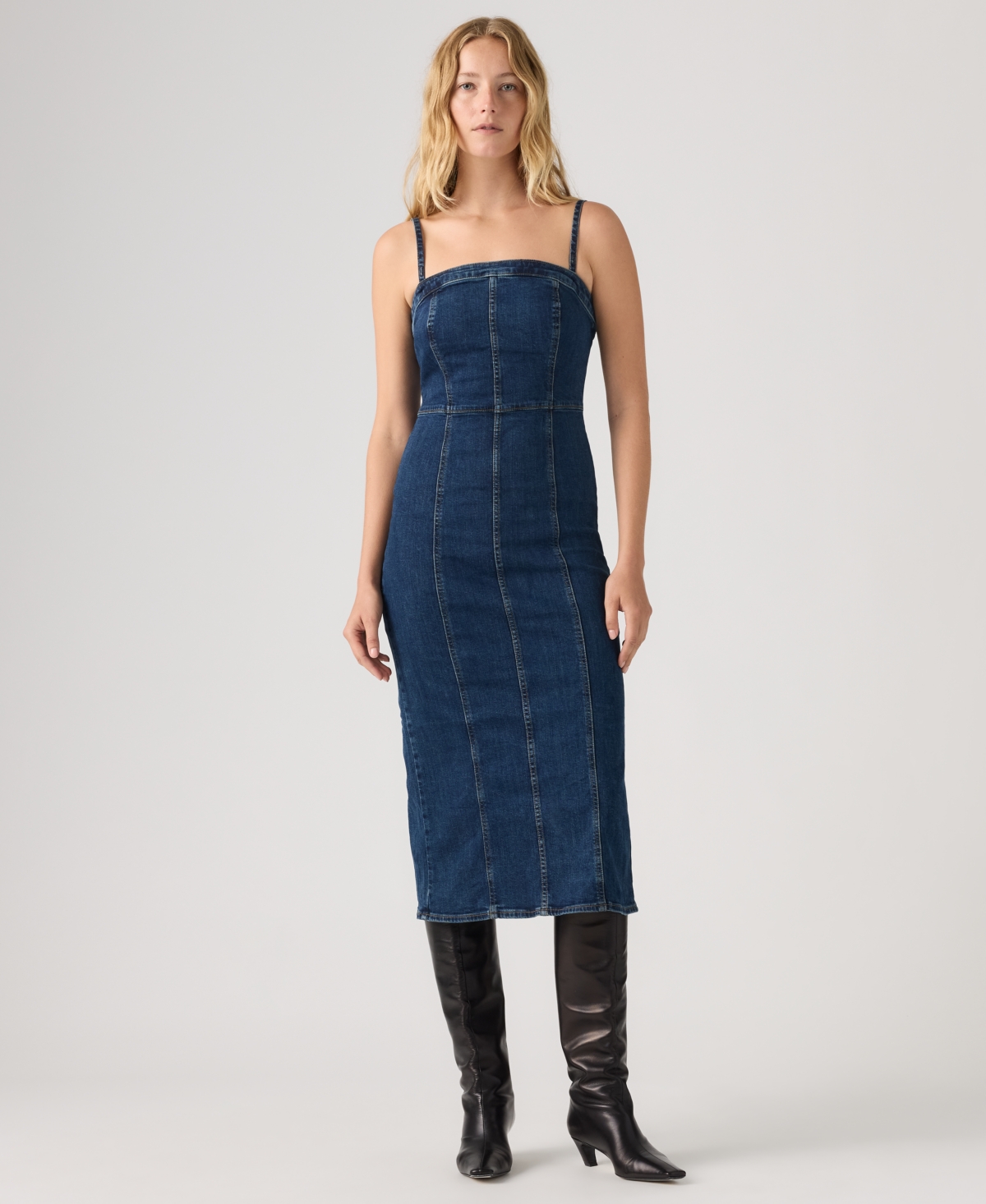 Levi's Panelled Bustier Midi Dress In Green