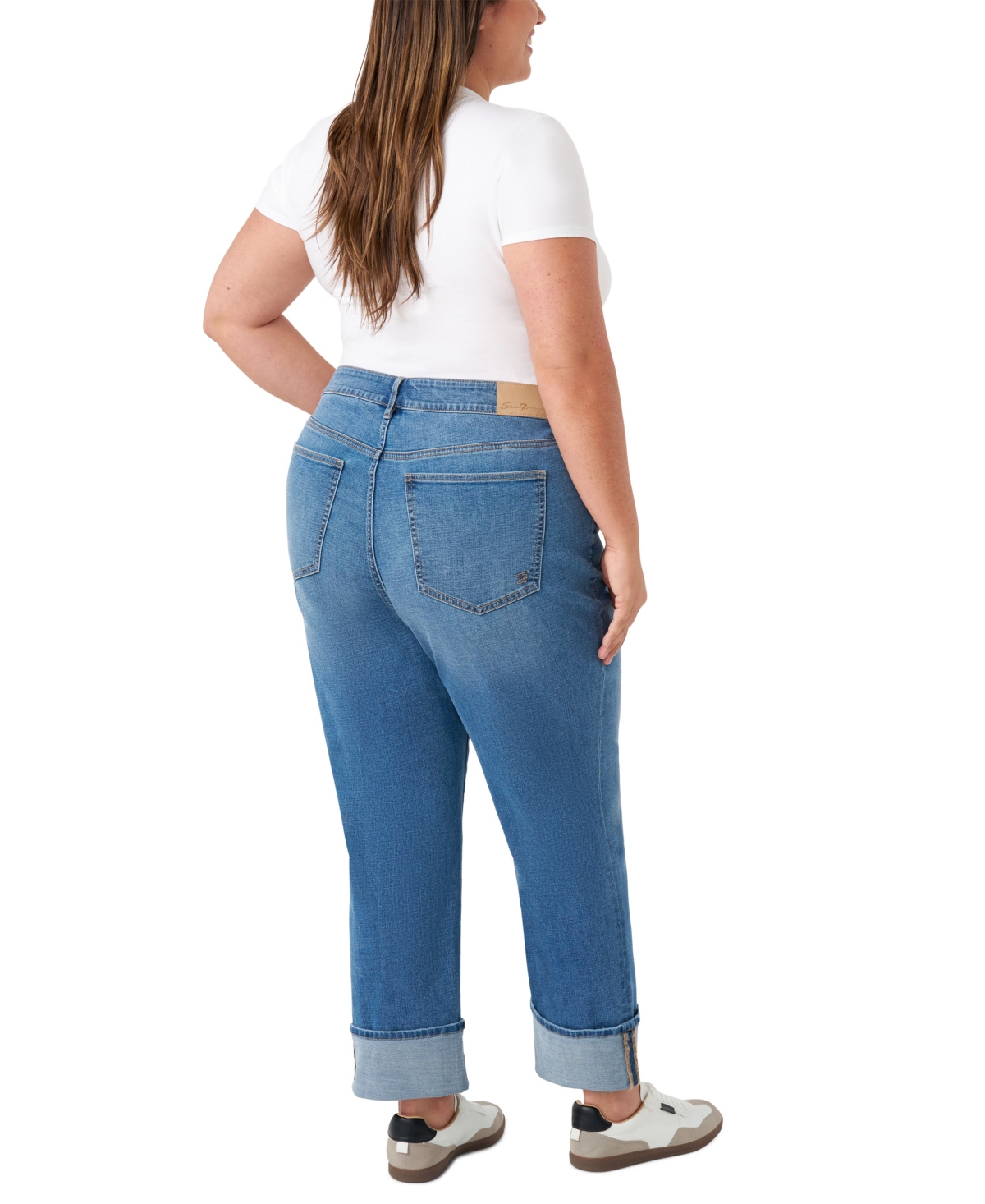 Seven7 Plus Size Vintage Straight Cuffed Jeans In Blue