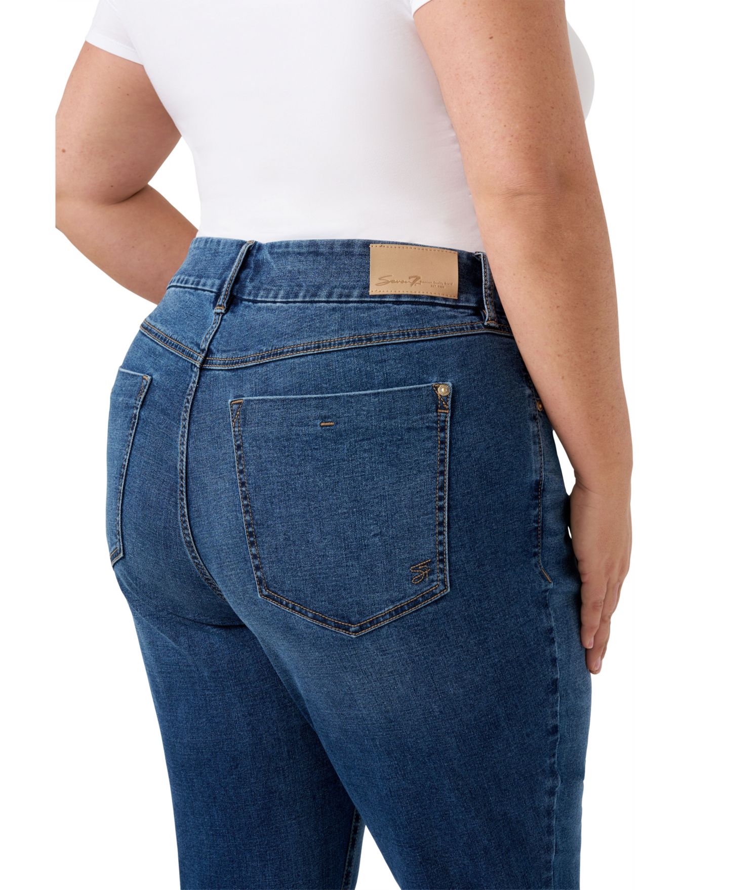 Женские джинсы Seven7 Plus Size Tummy Less Bootcut, цвет: Волчая средняя варка — фото 5