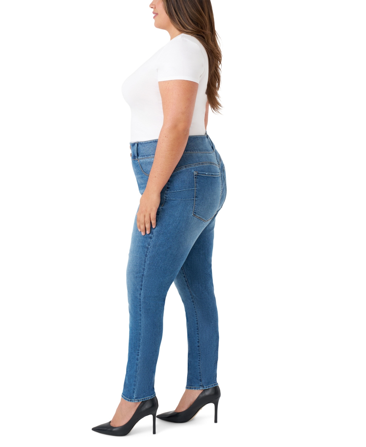Seven7 Plus Size High Rise Curvy Legging Jeans In Blue