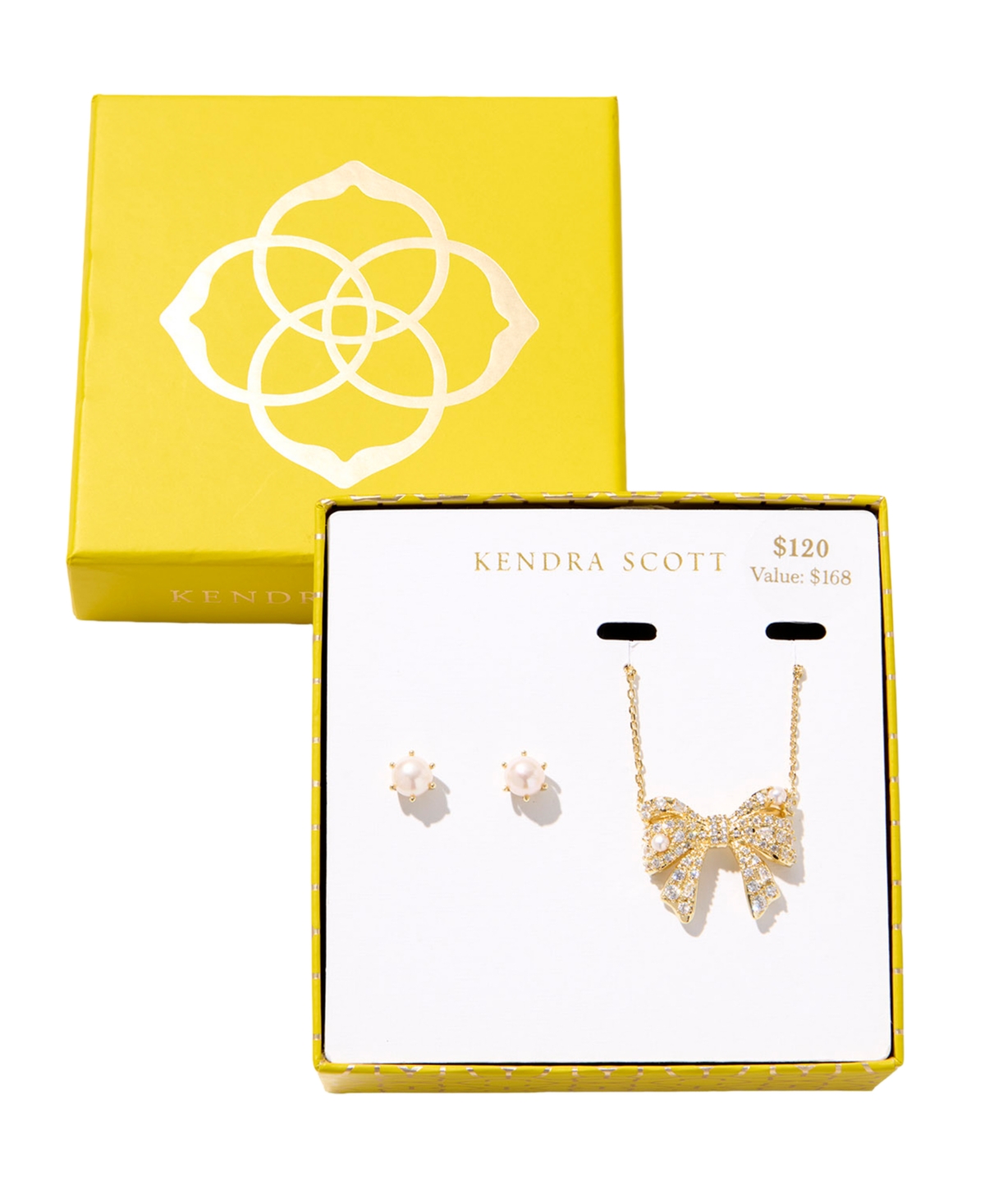 Kendra Scott 2-piece Freshwater Cultured Pearl (2.8mm-7mm) Krista Bow Pendant Necklace And Ashton Stud Earrings G
