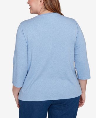 Plus Size Hilton Head Cross Stitched Floral Top