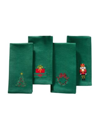Elrene - Holiday 4-Pc. Embroidered Napkin Set, 17" x 17"