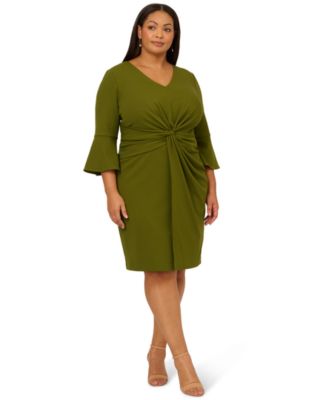 Adrianna Papell - Plus Size Twist Crepe V-Neck Short Dress