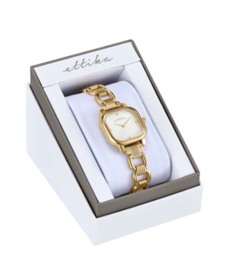 Classic Square Gold Plated Bracelet Watch, 70-110mm