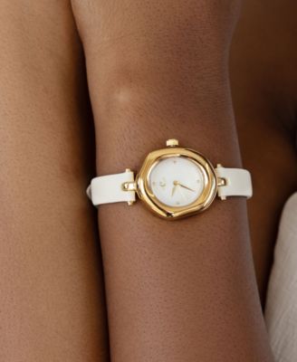 Open Circle Gold Plated Leather Watch,70-110mm