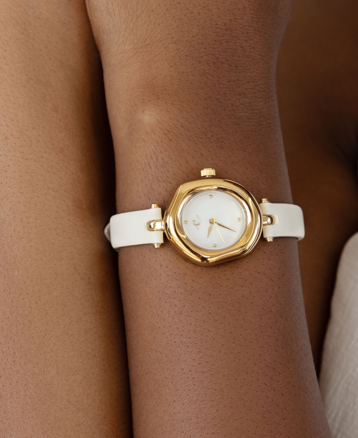 Ettika Open Circle Gold Plated Leather Watch,70-110mm