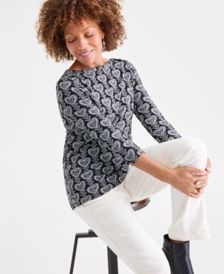 Petite Pima Trailing Hearts Top, Macy's Exclusive