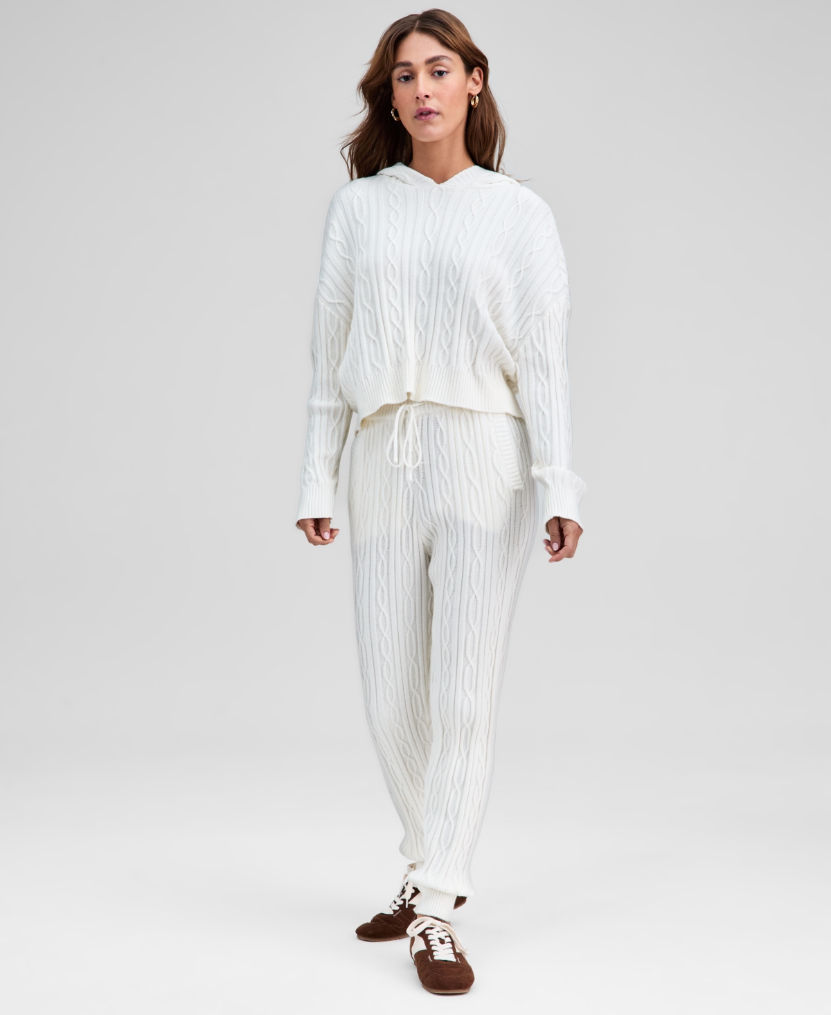 And Now This Women's Cable-knit Jogger Pants, Macy's Exclusive In White