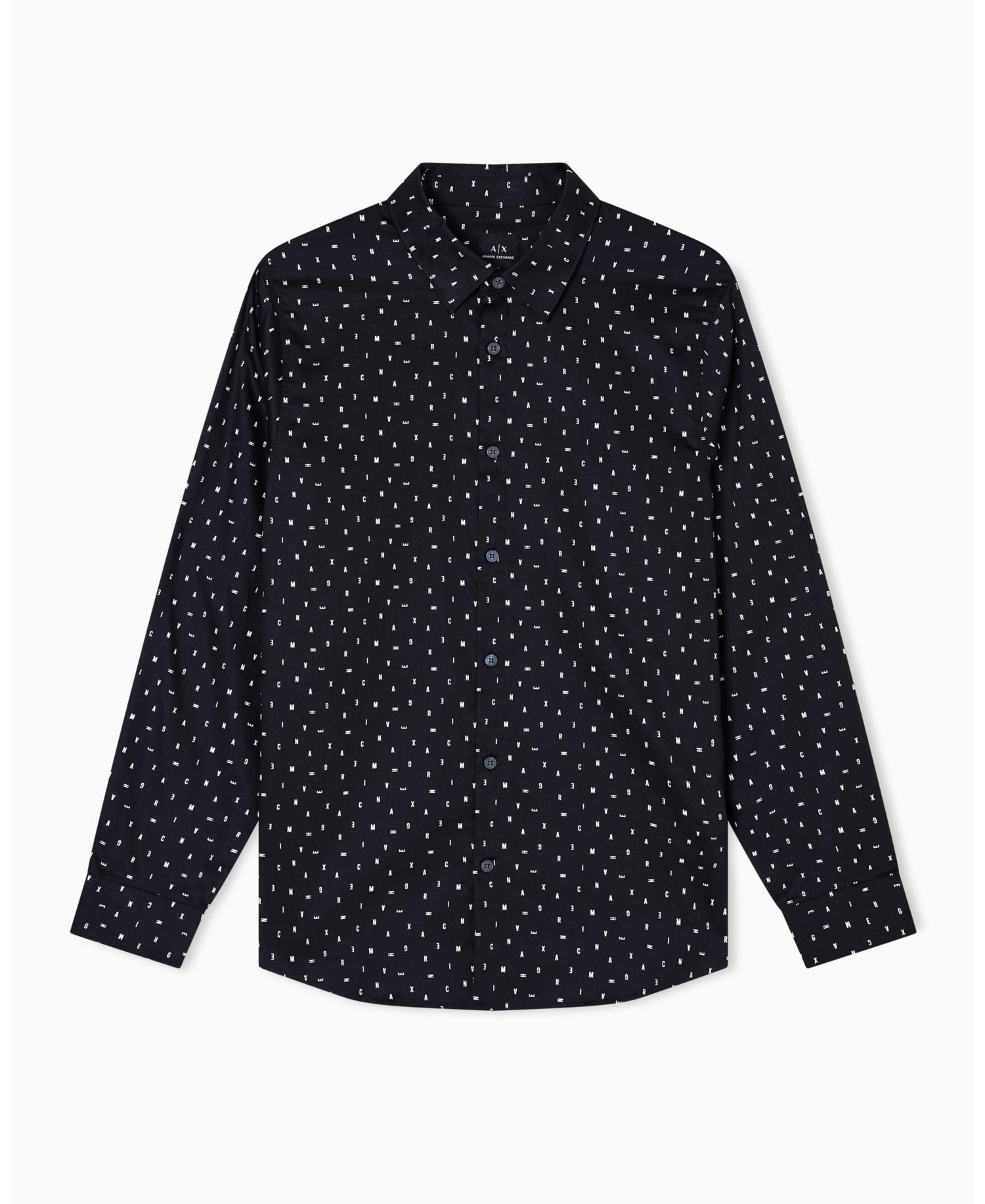 Men's Allover Letter Logo Satin Woven Shirt