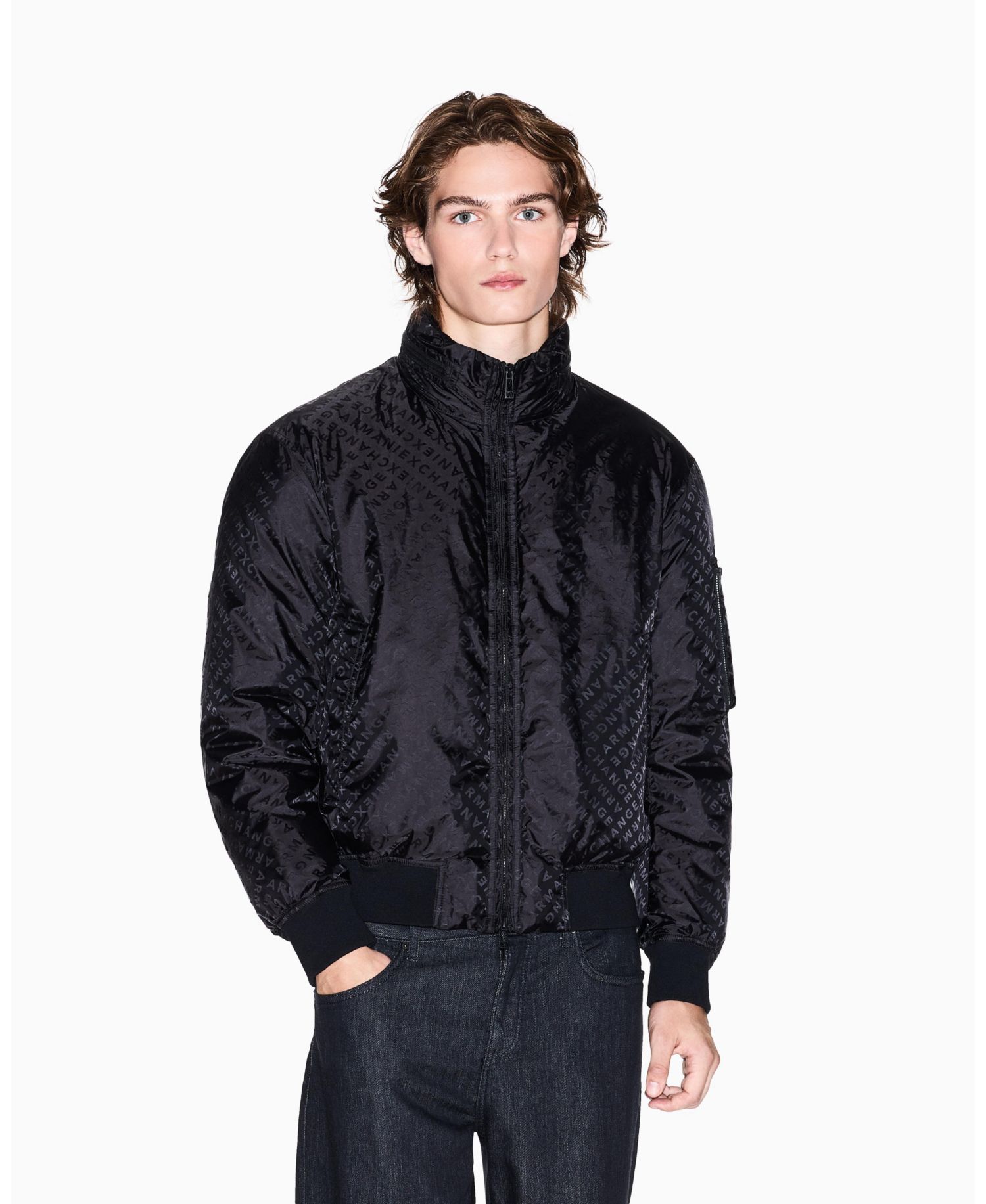 Men's Jacquard Allover Logo Hooded Jacket