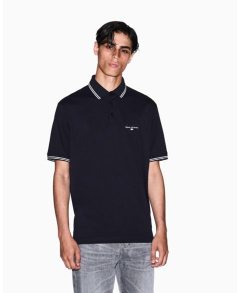 Мужское поло A|X Armani Exchange Jersey Collar Tipping Polo Shirt, цвет: Глубокий тёмно-синий