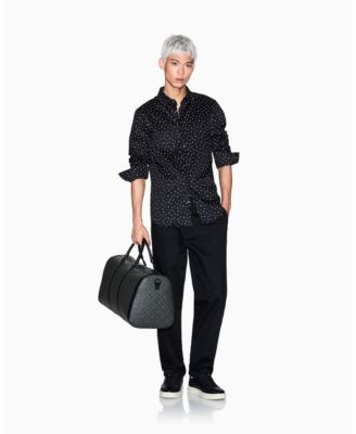 Men's Allover Letter Logo Satin Woven Shirt