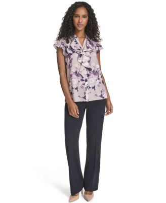 Women's Printed Ruffle Detail Top