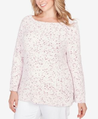 Plus Size Speckled Chenille Eyelash Sweater