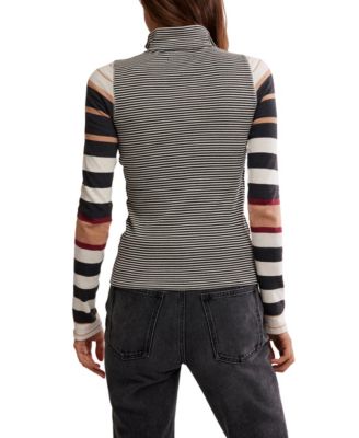 Women's Avery Zip-Up Contrasting Stripe Top