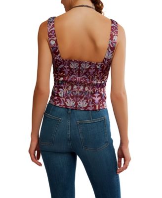 Women's Grace Sleeveless Floral Printed Corset Top