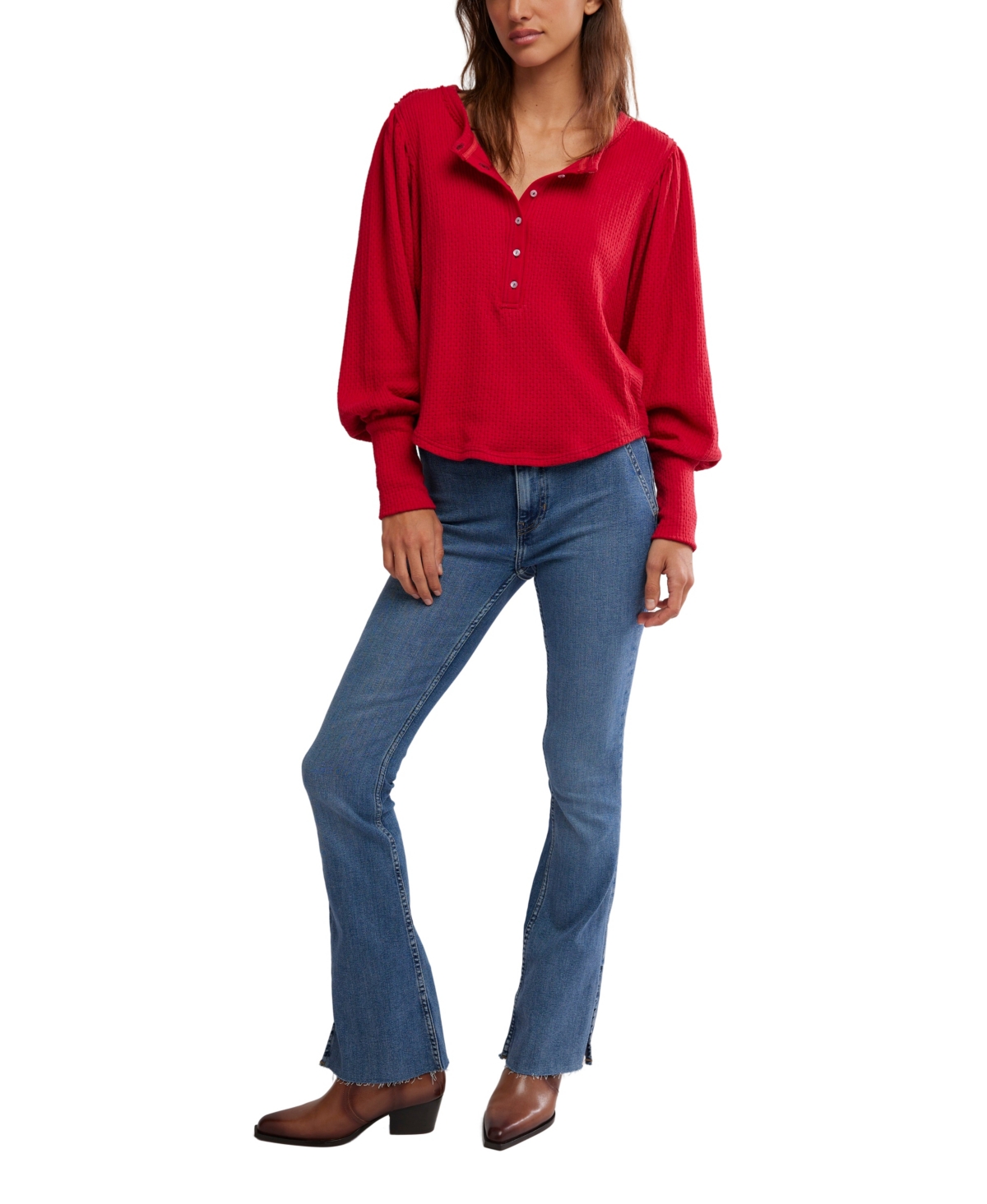 Free People Women's Quinn Dolman Balloon Sleeve Top