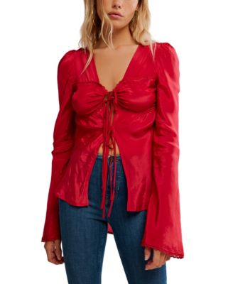 Free People - Women's Bali Ariel Deep V-Neck Front Tie Top