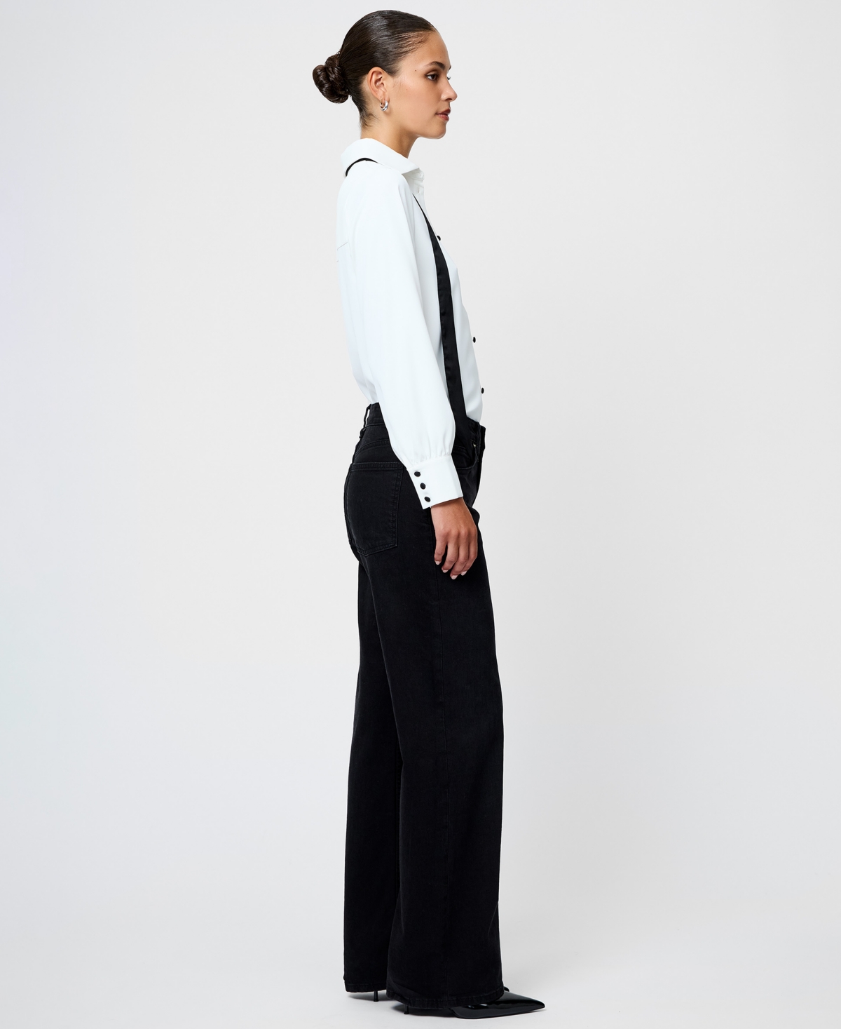 French Connection Quinn Satin Bow Crepe Shirt In White