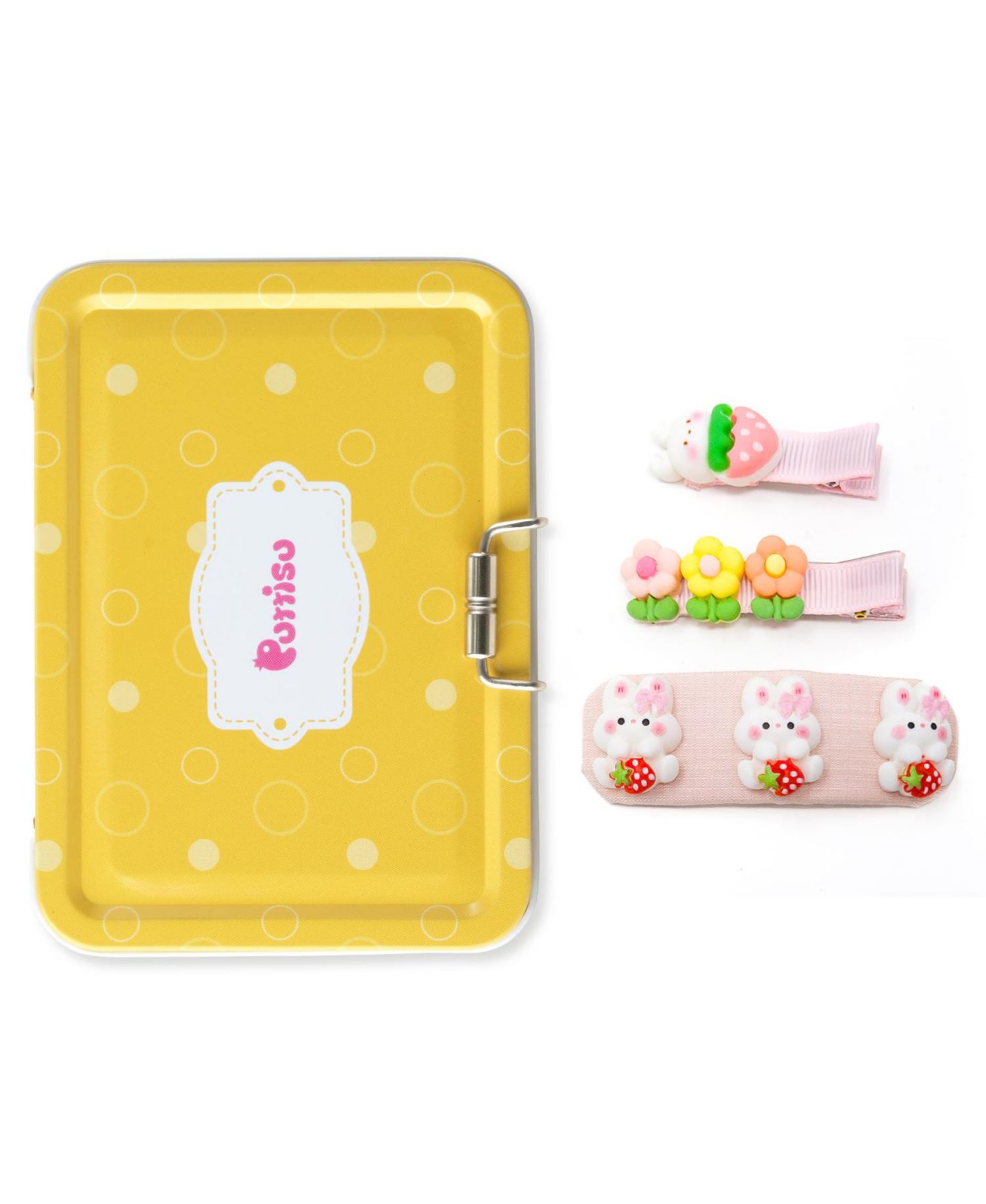 Аксессуары для волос Puttisu 3pc Hair Clip Set - Bunny Garden Trio для девочек, цвет: Ягодный — фото 3