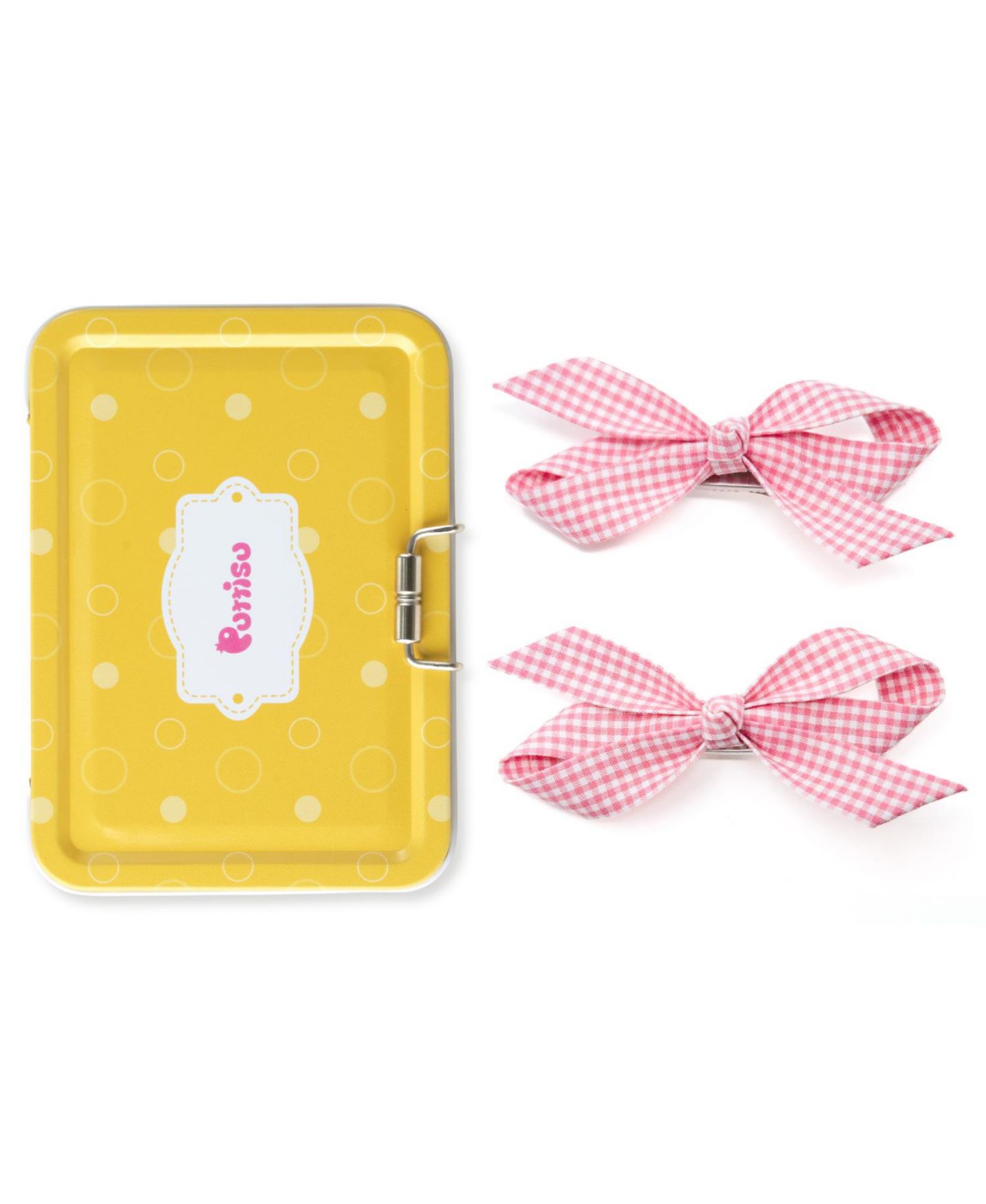 Аксессуары для волос Puttisu 2pc Bow Clip Set для девочек, цвет: Розовый в мелкую клетку — фото 2