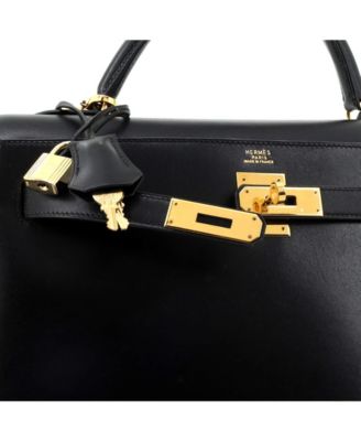 Kelly 32 Handbag Black Box Calf with Gold Hardware