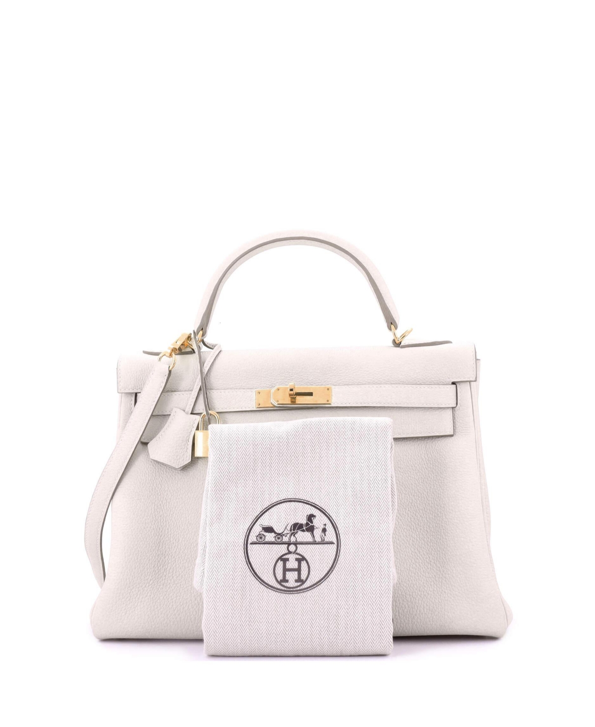 Pre-Owned Hermes Kelly 32 Handbag Light Togo with Gold Hardware