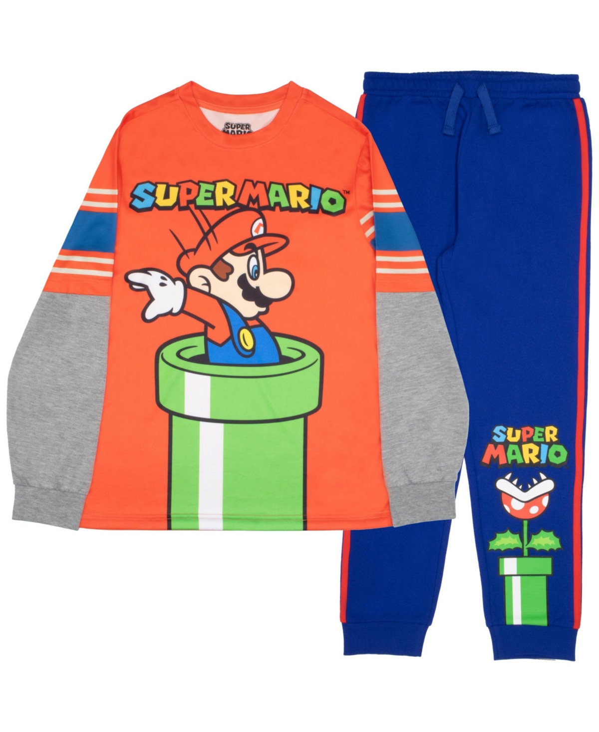 Mario Boys Super 2-Piece Long Sleeve T-Shirt and Jogger Pants Set