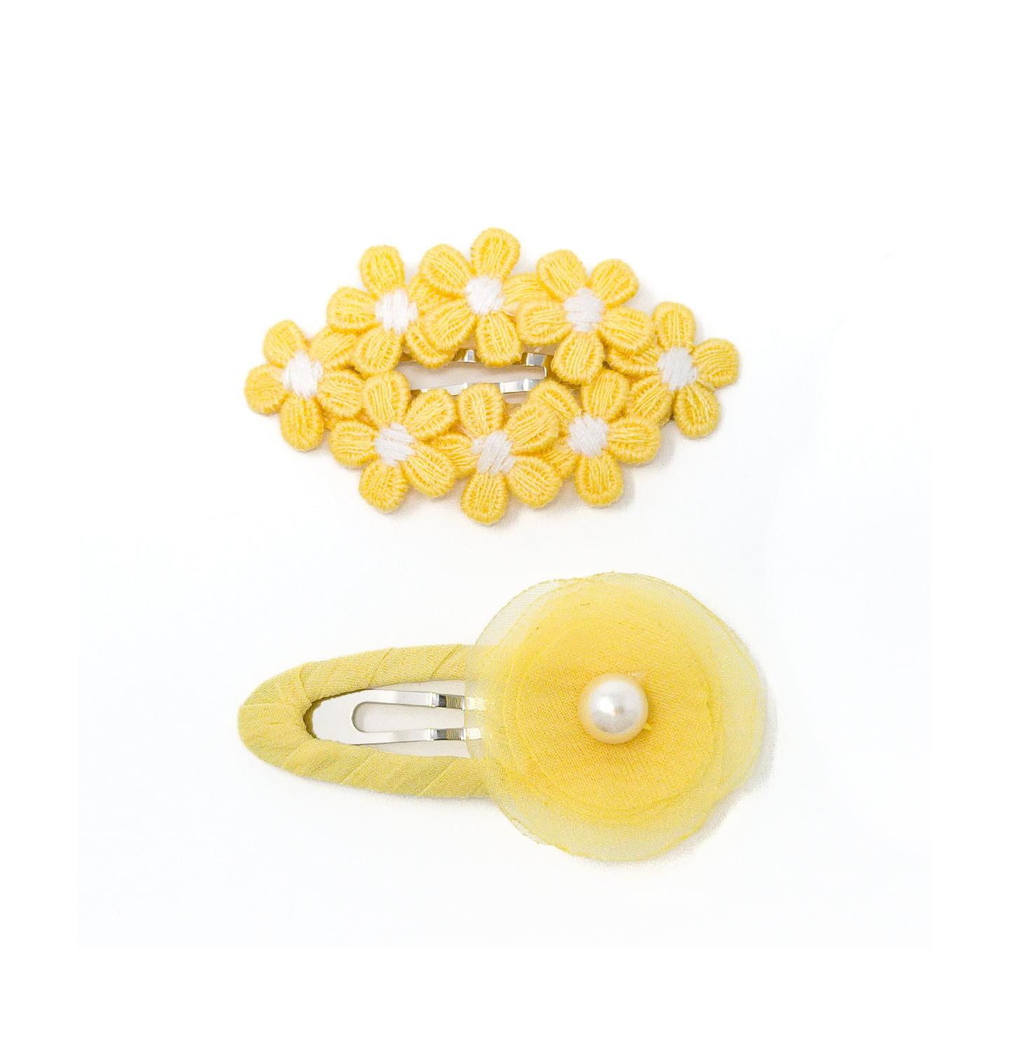 Аксессуары для волос Puttisu 2pc Hair Clip Set - Tulle Bloom Petals для девочек, цвет: Жёлтый — фото 1