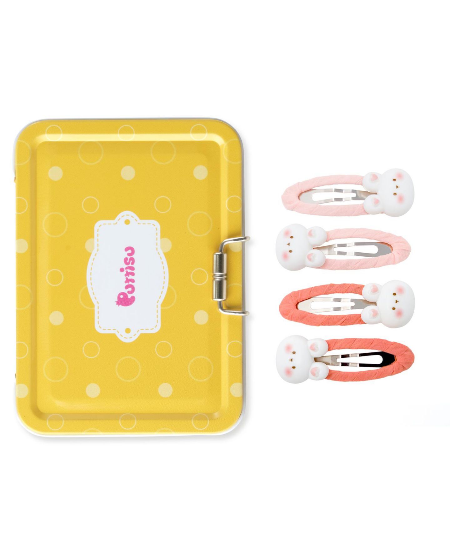 Аксессуары для волос Puttisu 4pc Bunny Hug Snap Clip Set для девочек, цвет: Розовый / Коралловый — фото 3
