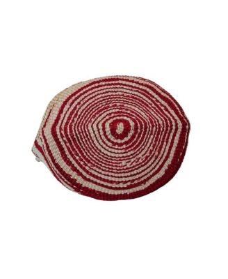 Crimson Courage Handwoven Red & White Sisal Straw Basket Tote